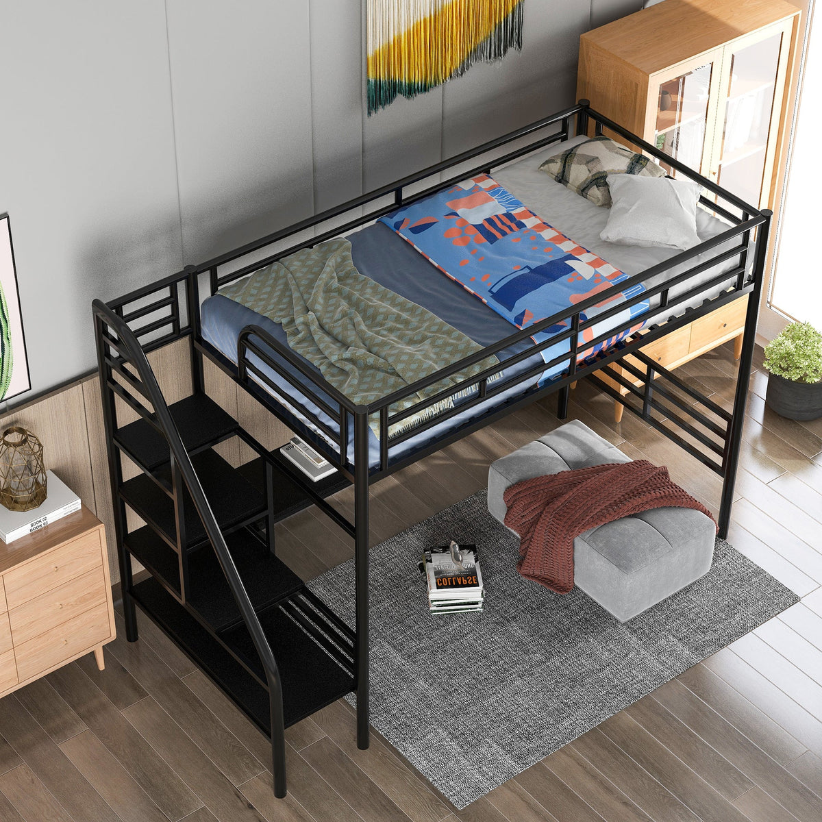Twin Metal Loft Bed Frame S416514