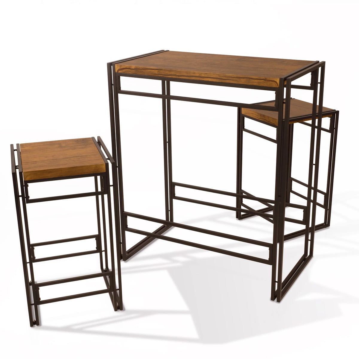 Bar Height 3 Piece Woodgrain Black Dining Table Set J830788