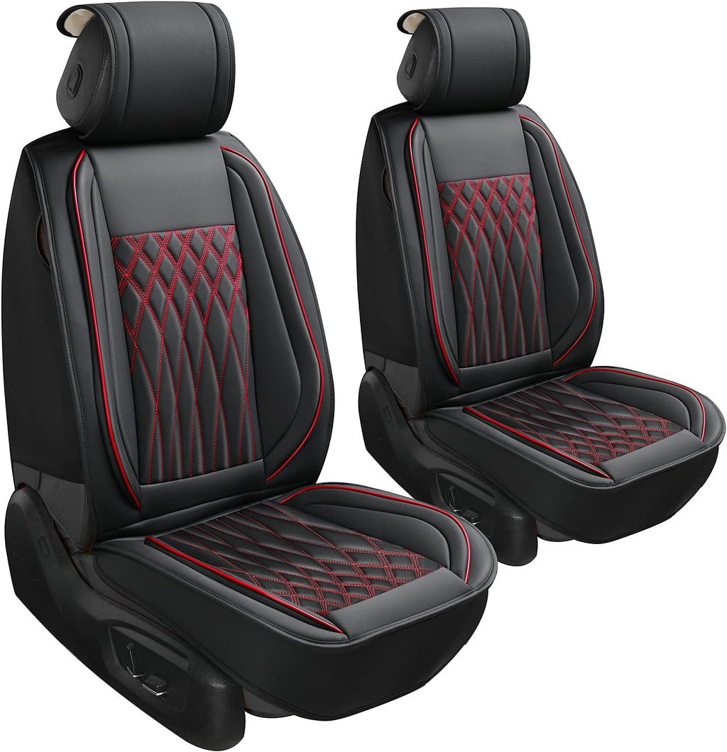 Black+Red Line Leather Car Seat Cover Pack of 2 N480912