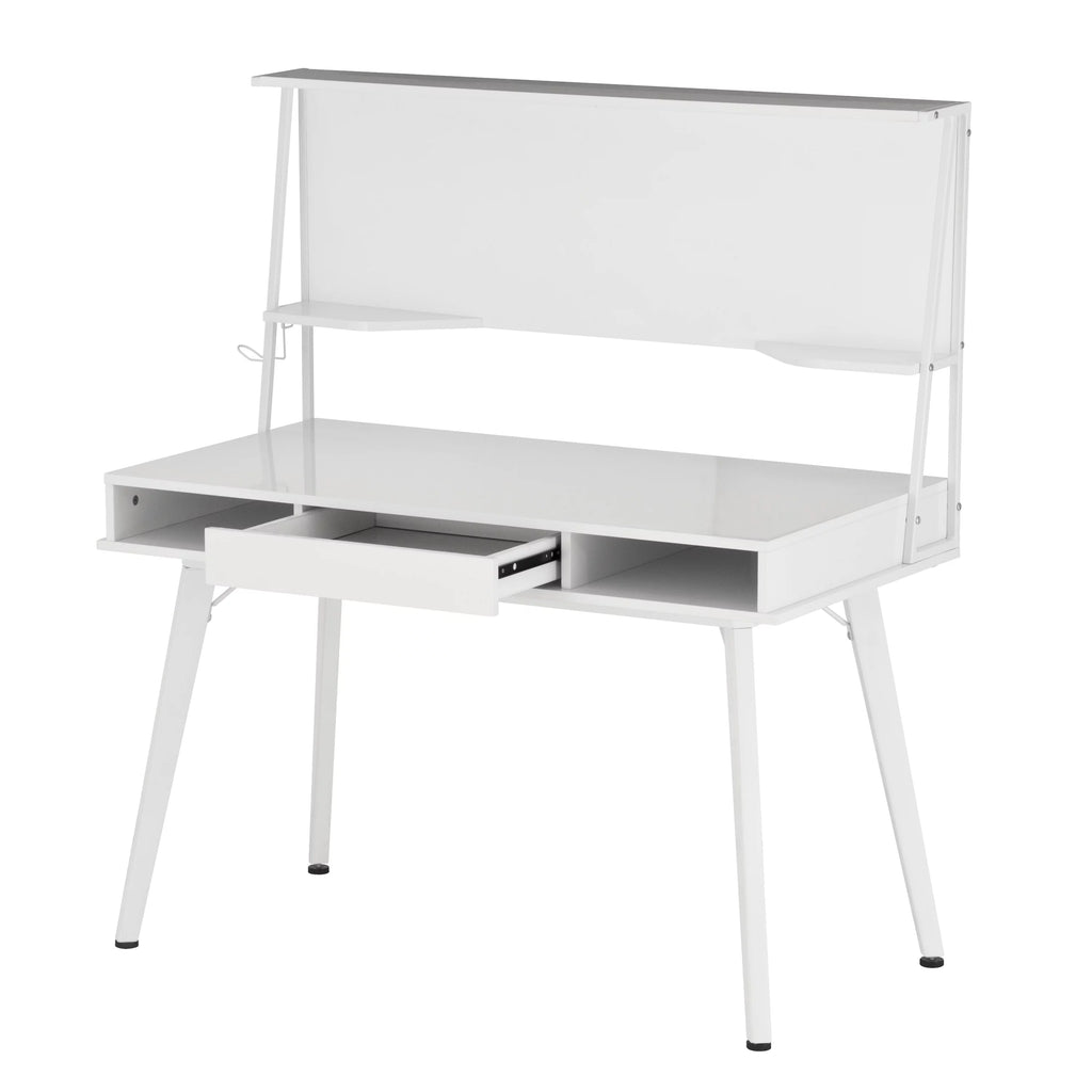 White Computer Desk With Storage & Dry Erase White Board T784