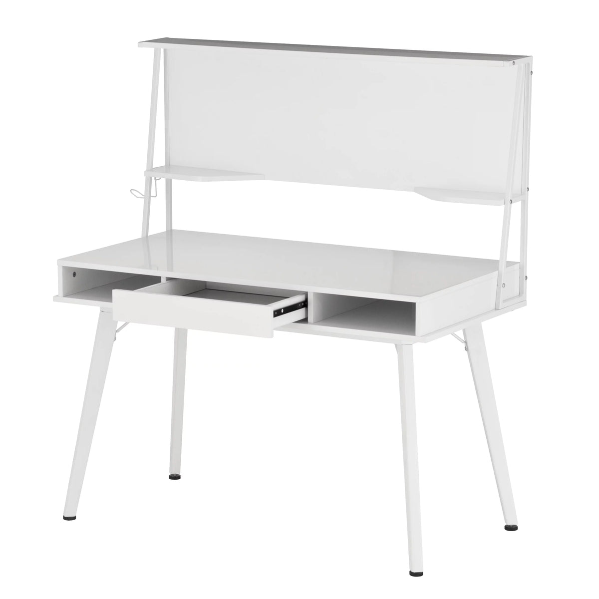 White Computer Desk With Storage & Dry Erase White Board T784