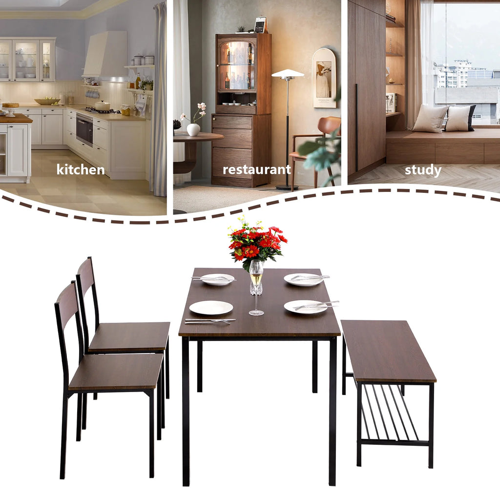 Dining Table Set for 4 with Storage Bench Z4236