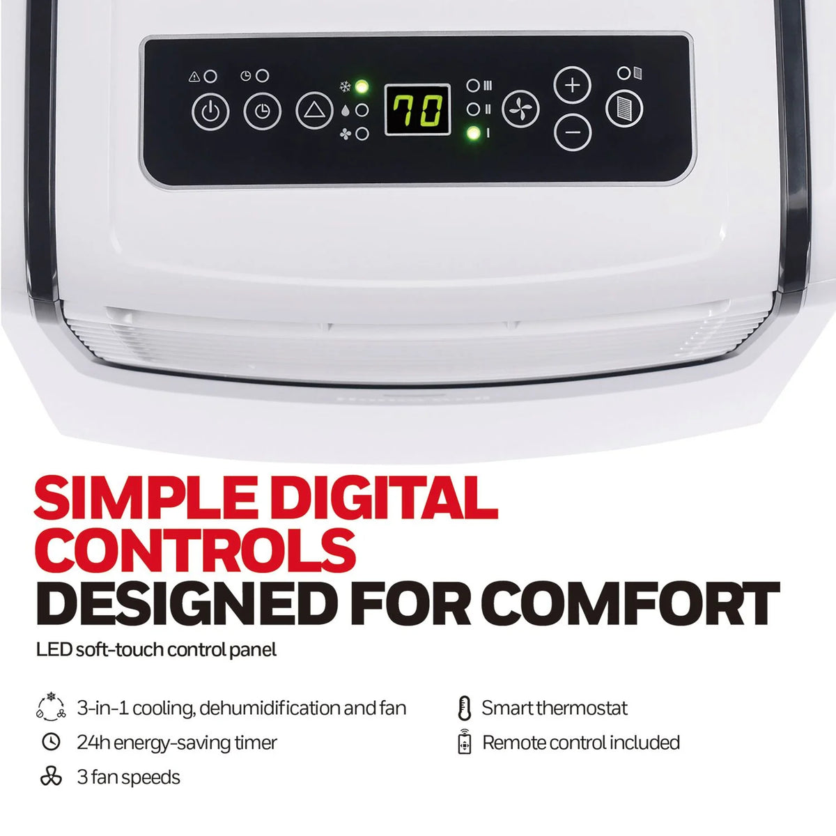 6,800 BTU 115-Volt Portable Air Conditioner with Remote, White/Black A647