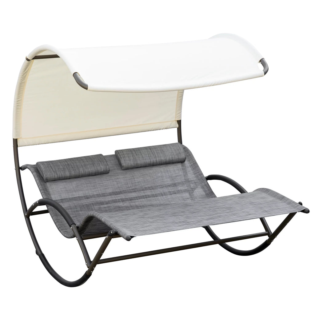 Gray Outdoor Rocking Bed with Canopy S6921