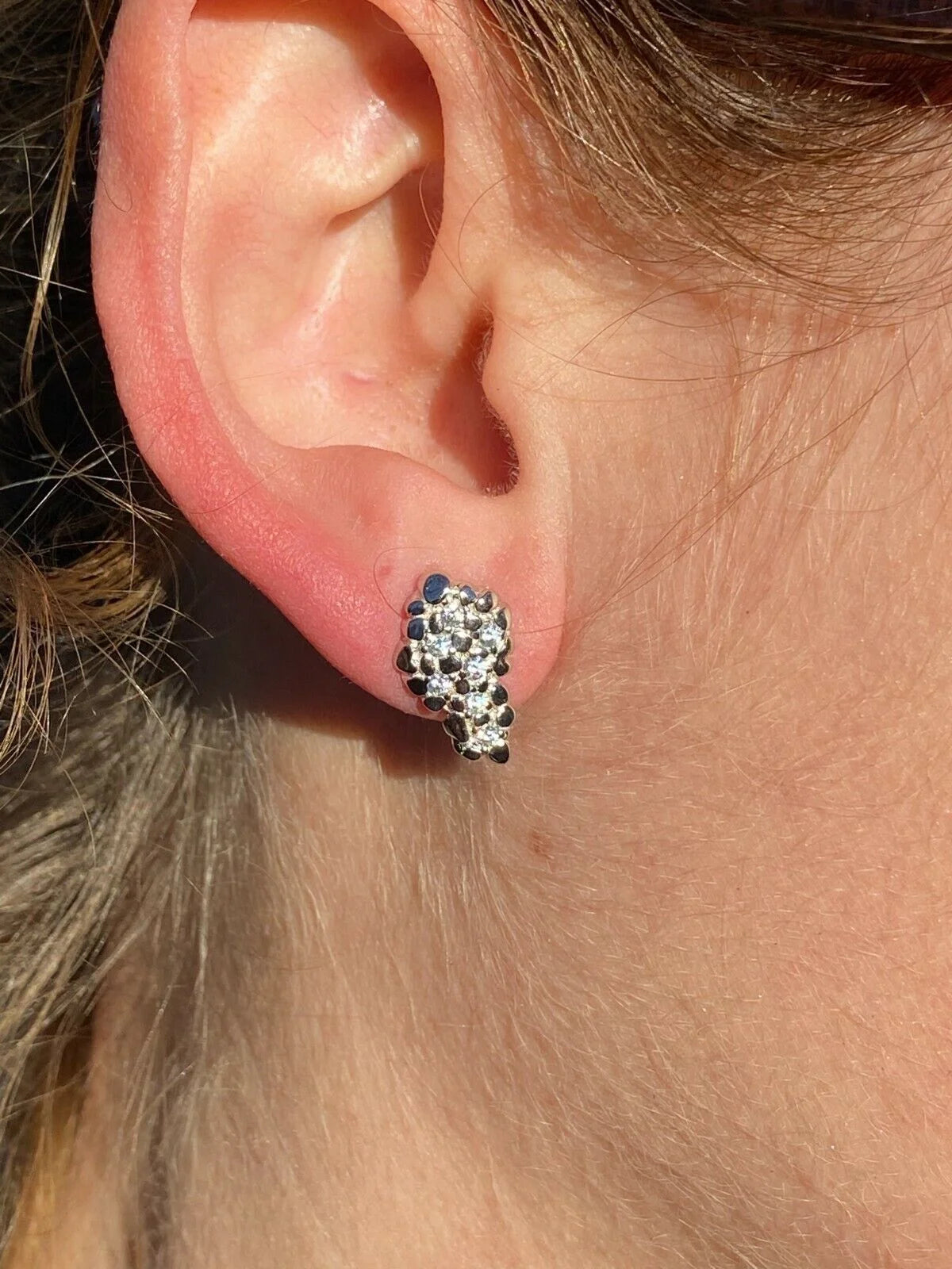 Mens 925 Sterling Silver CZ Stud Earrings I186585