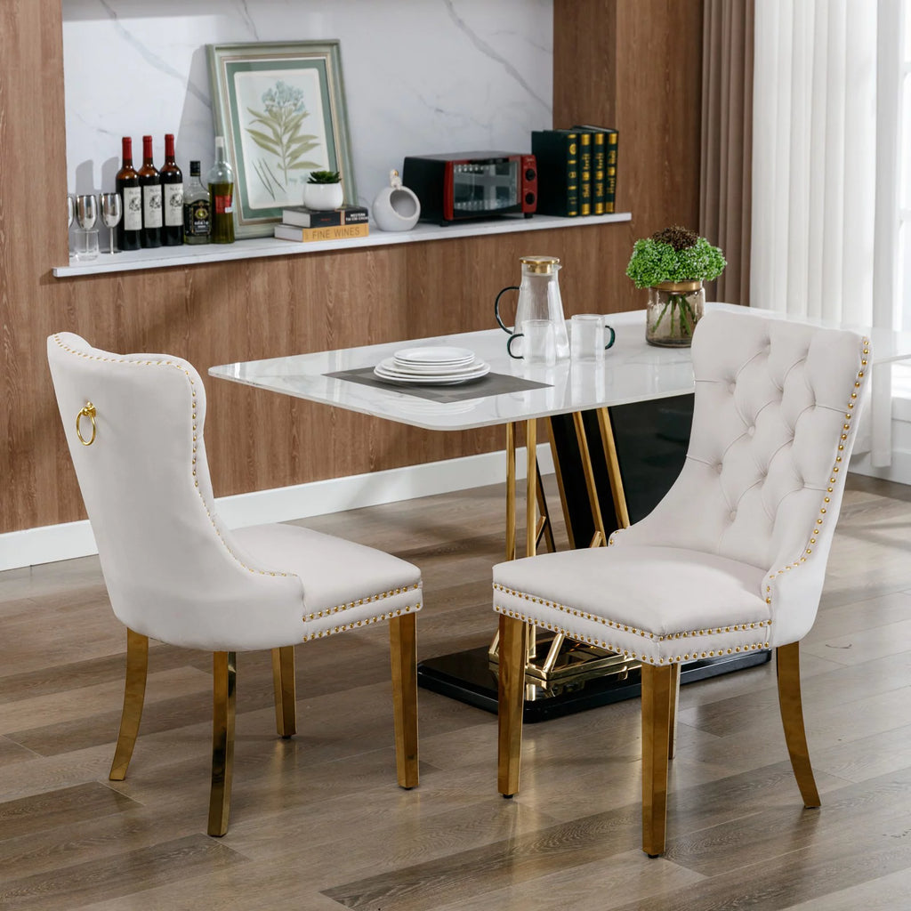 Velvet Dining Chairs with Nailhead Trim Set of 6 E974565