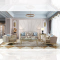 Satin Gold Fabric 3Pcs Sofa Set B189315