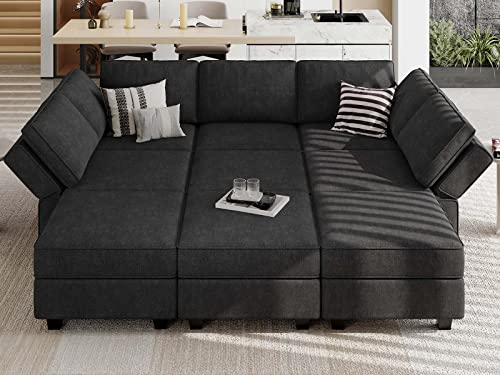 Light Grey 6 Seater Modular Sleeper Sofa Bed with Storage M902982