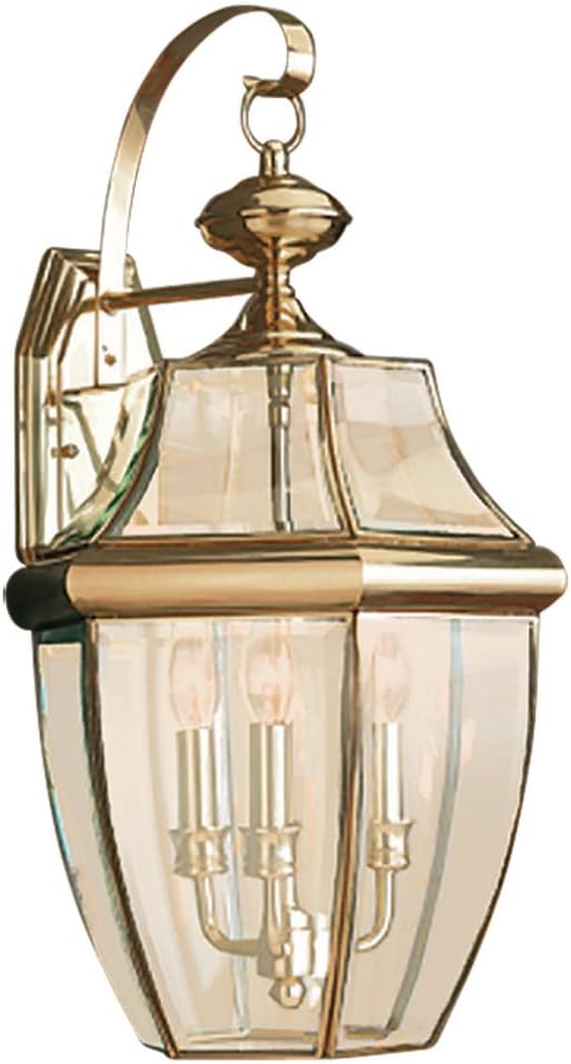 2-Light Outdoor Wall Lantern, Clear Beveled Glass and Black Q64844