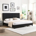 King Size Upholstered Platform Bed Frame with Linen Headboard I39032