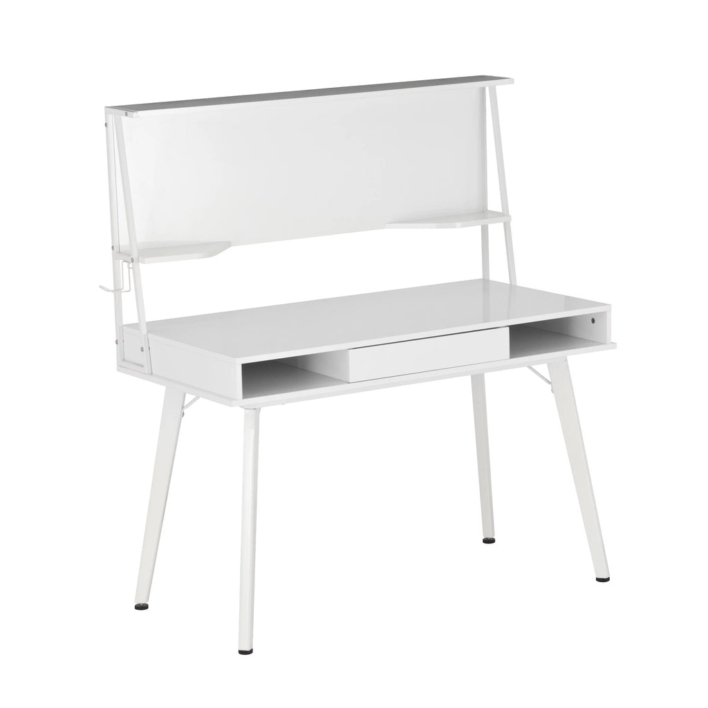 White Computer Desk With Storage & Dry Erase White Board T784