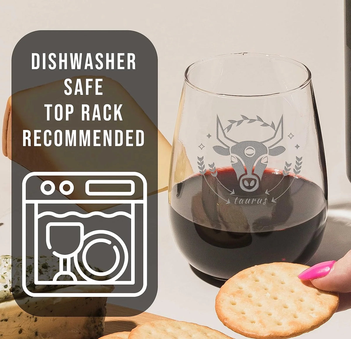 Etched 17Oz Stemless Wine Glass J556