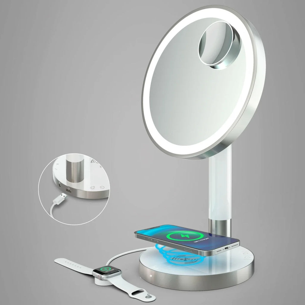 9" LED Vanity Mirror with Qi Wireless Charging H4674