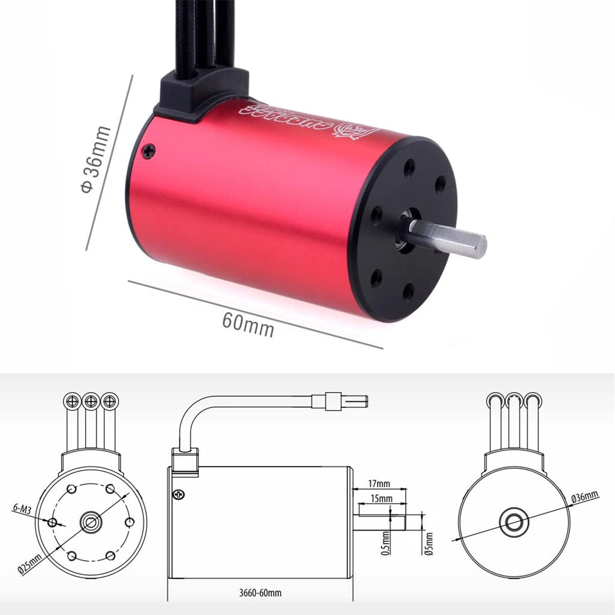 Waterproof Brushless Motor 3660 3500KV, 80A ESC & Programming Card Combo Set for 1/10 1/8 RC Car Truck Y847091