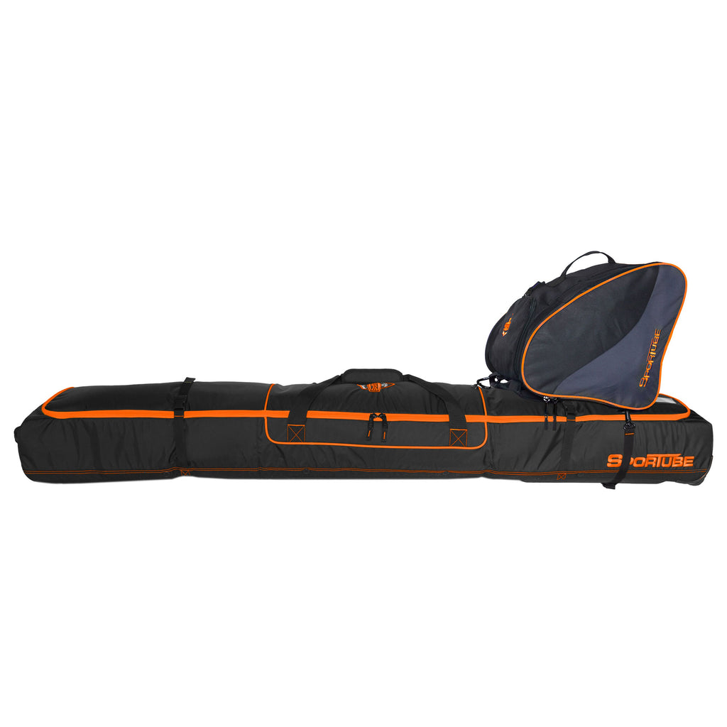 Wheeled Padded Ski Bag, Black/Orange E148