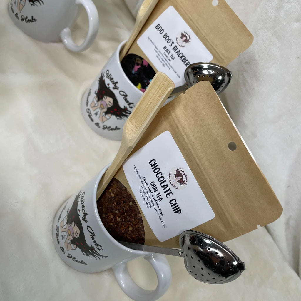 Mint Chocolate Mocha Herbal Tea Gift Mug Set with Heart Infuser C366