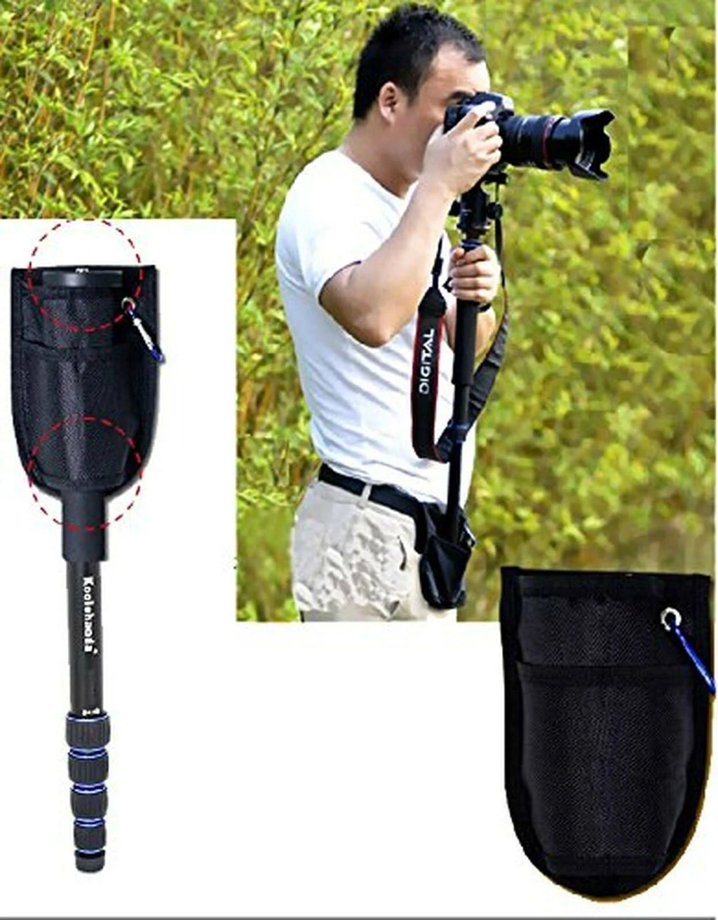 65-inch Aluminium Camera Monopod with Folding Three Feet Support Stand F3929