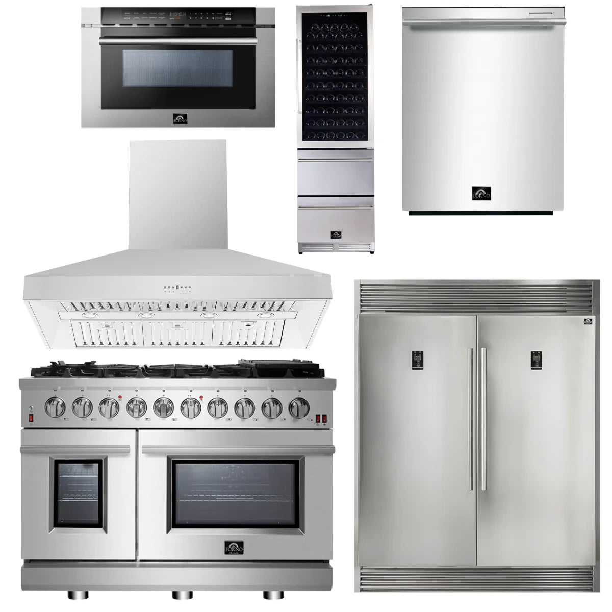 48 Gas Range, Range Hood, 60 Refrigerator, Dishwasher, Microwave Drawer, Wine Cooler S33035