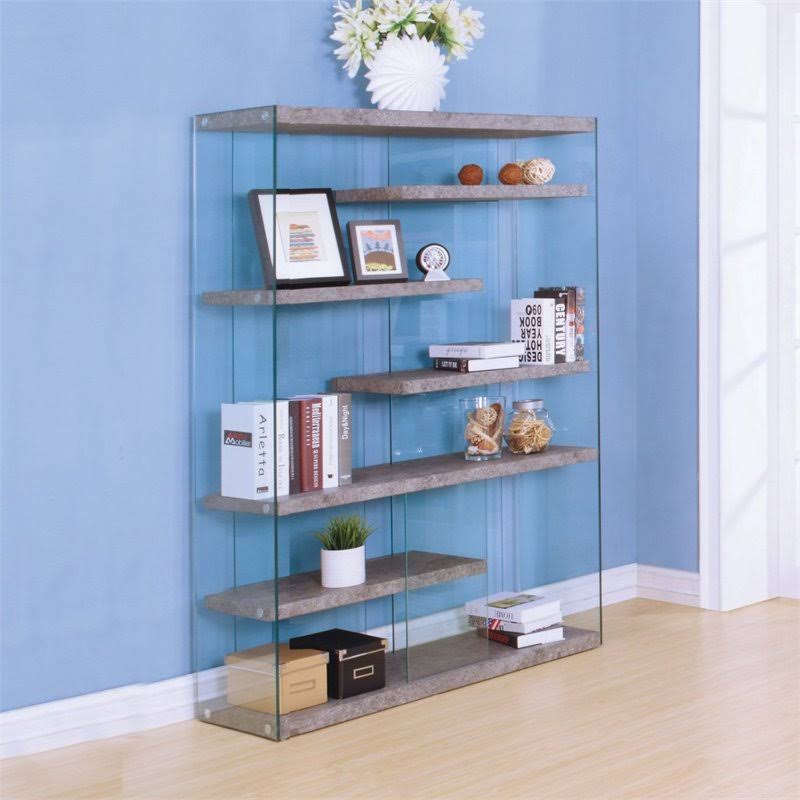 Clear Glass Bookcase Y68066