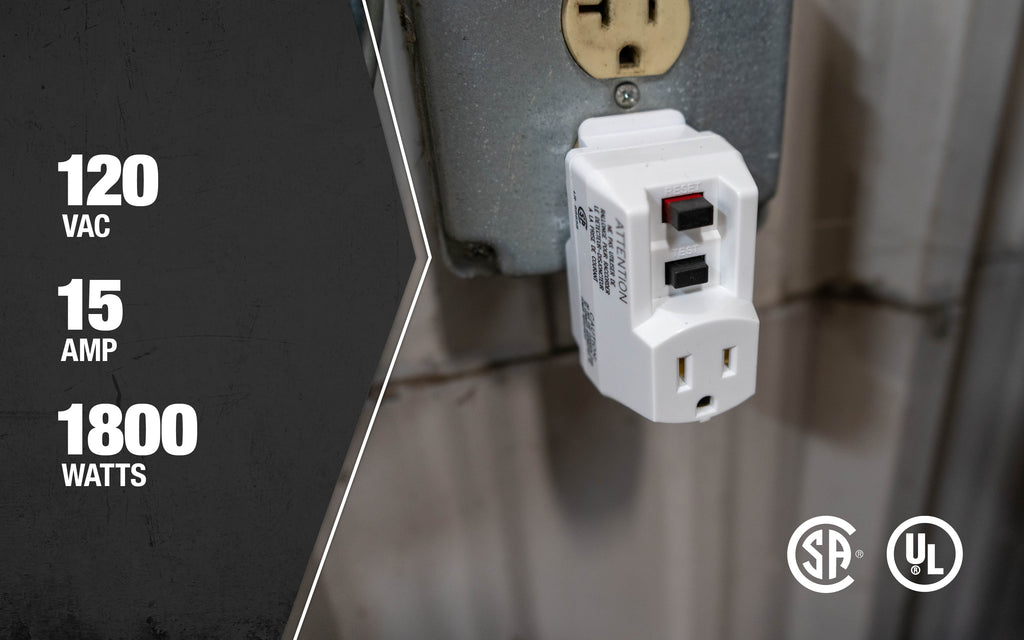 White GFCI Plug with Surge Protection Electrical Outlet O7314