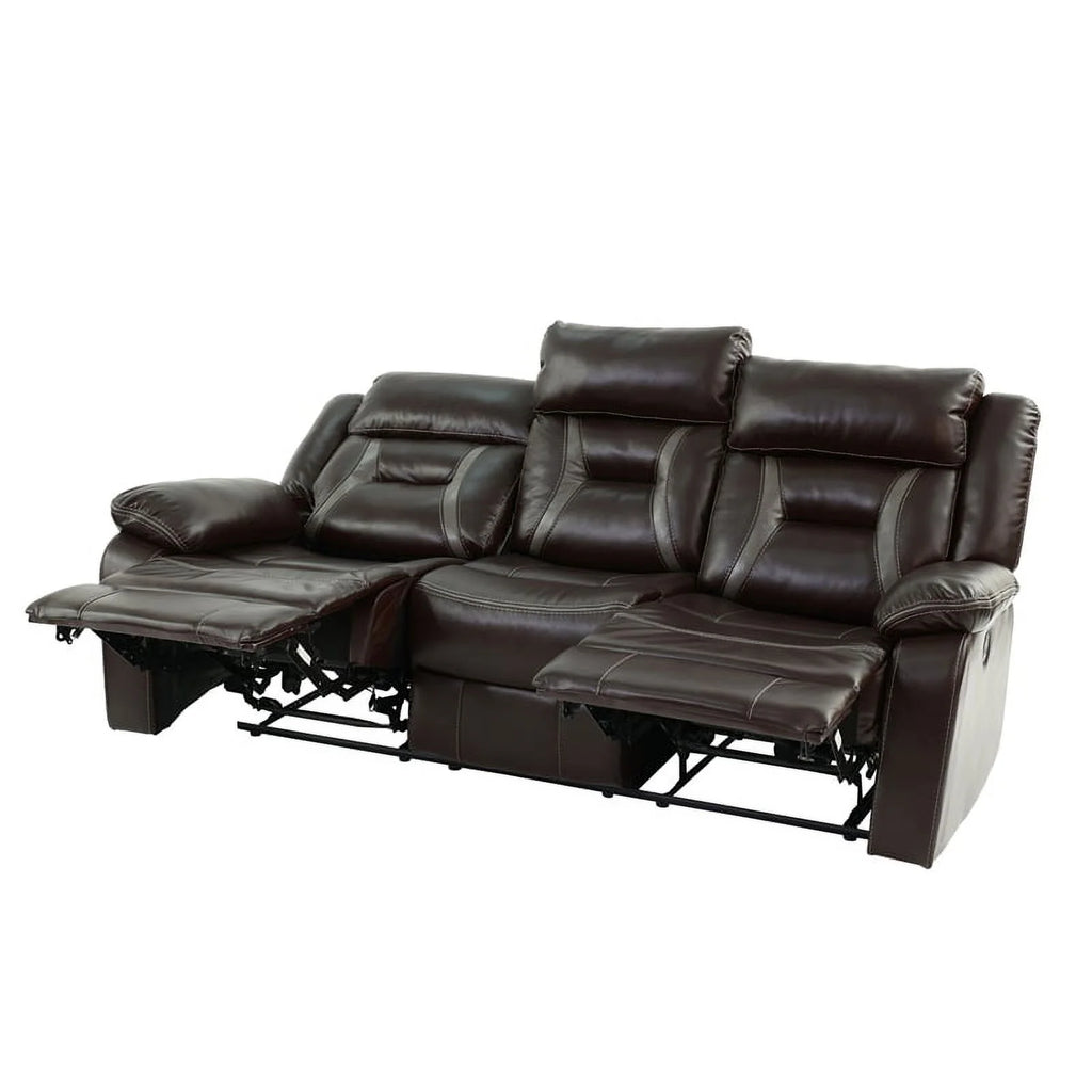 Dark Brown Leatherette Recliner Sofa I58093
