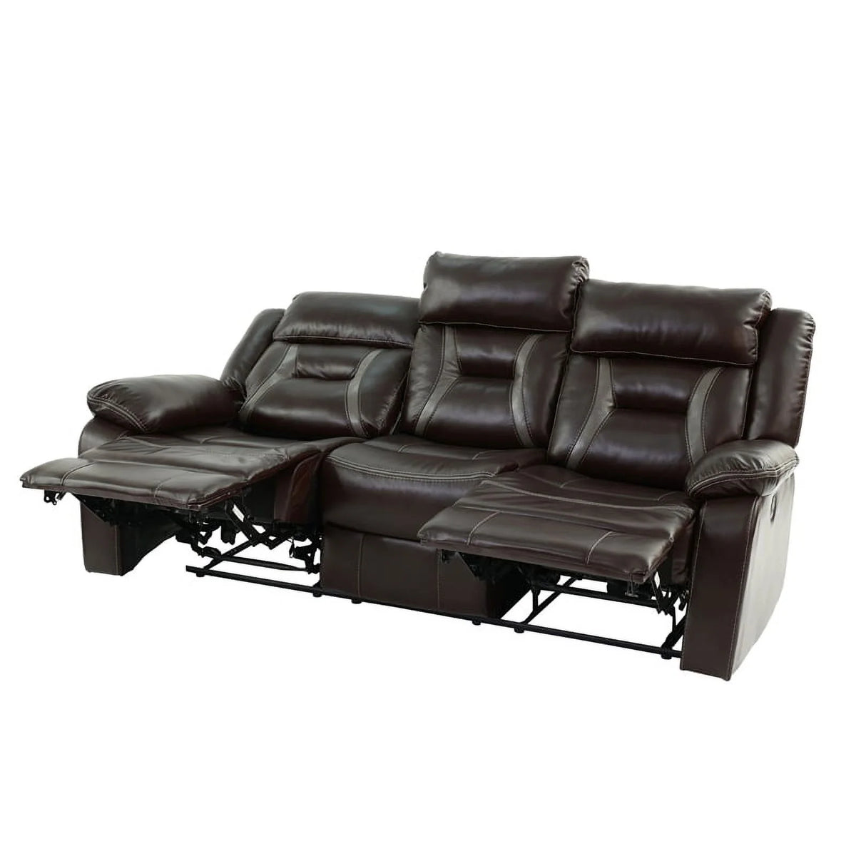 Dark Brown Leatherette Recliner Sofa I58093