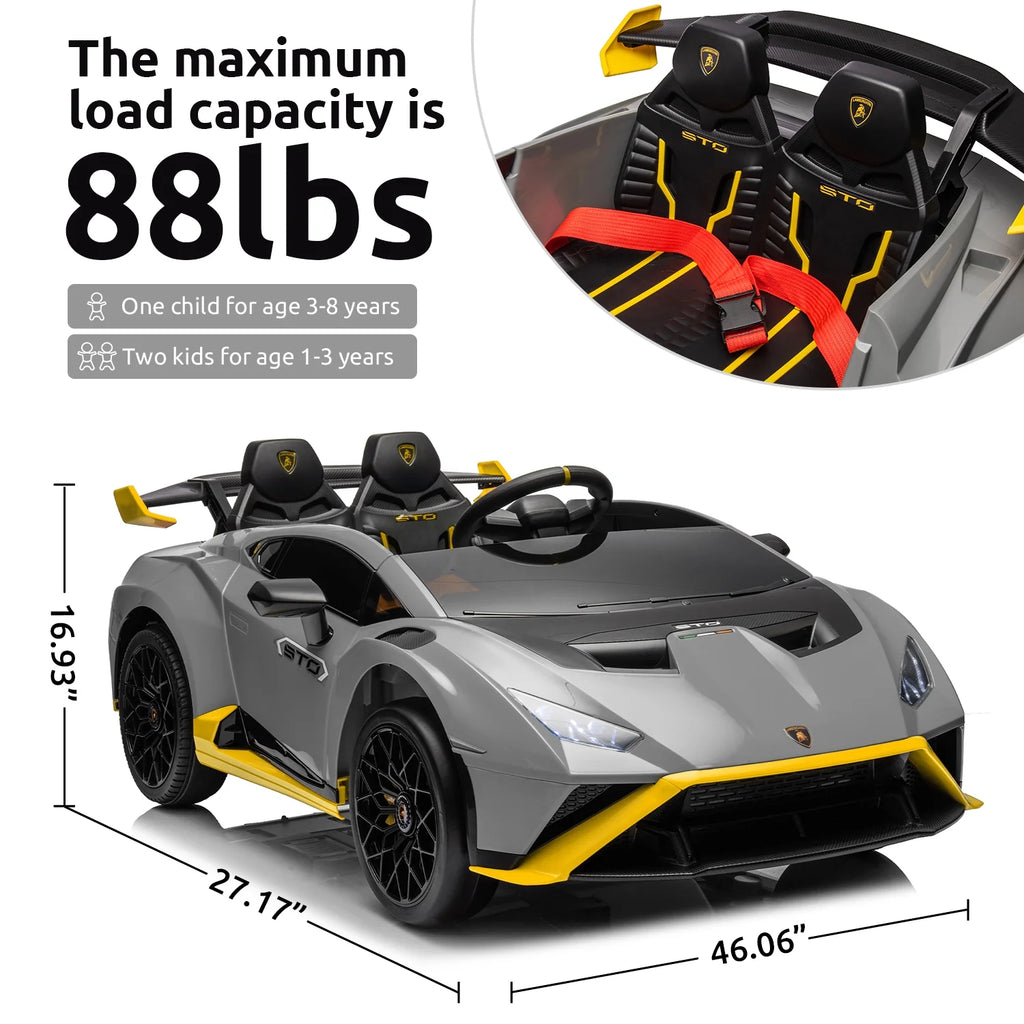 Licensed Lamborghini STO 24V 2-Seater Ride on Car with Remote Control, Grey X2350