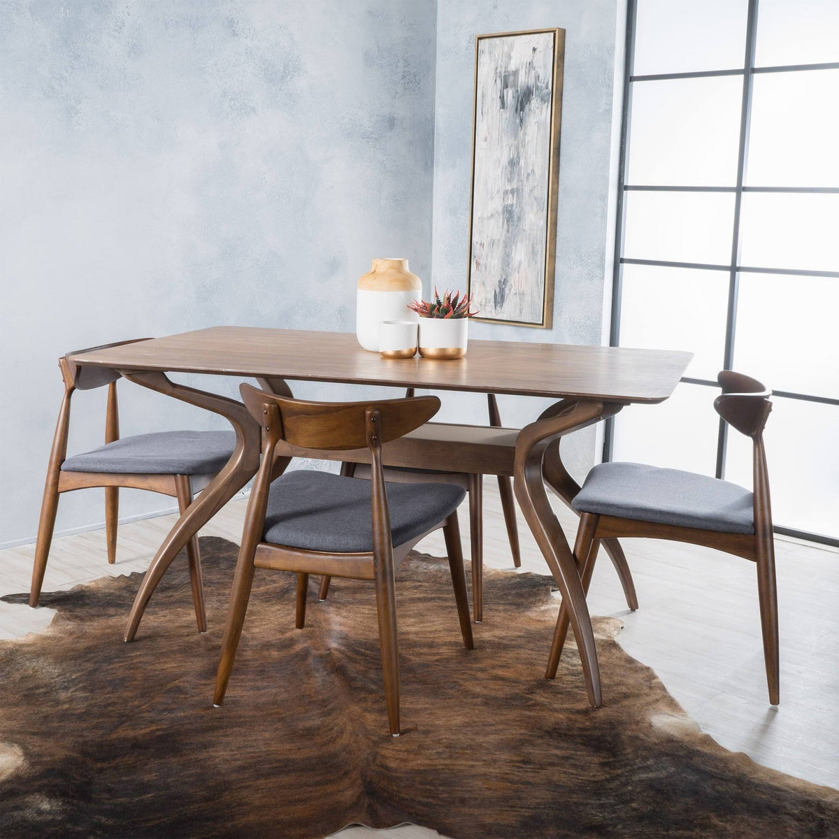 5 Piece Fabric and Wood Dining Set E4033