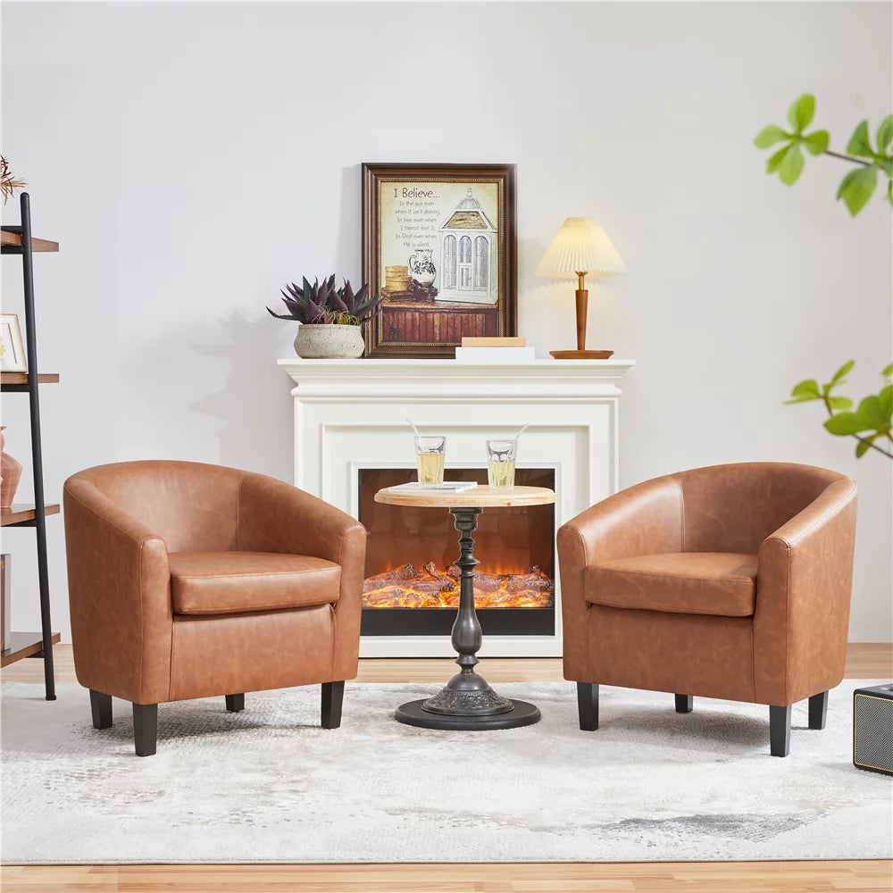 Black Faux Leather Accent Chair Set of 2 R2410