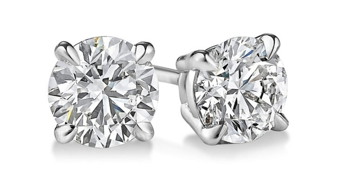 14kt White Gold 1.00ct TDW Round-Cut Diamond Solitaire Stud Earrings J415624
