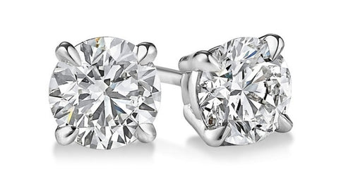 14kt White Gold 1.00ct TDW Round-Cut Diamond Solitaire Stud Earrings J415624