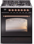Black Dual Fuel Natural Gas Range with Copper Trim J2029