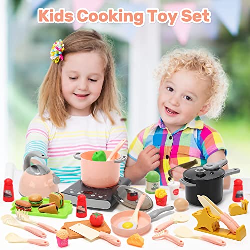 Pretend Play Kitchen Toy with Cookware and Play Food B2388
