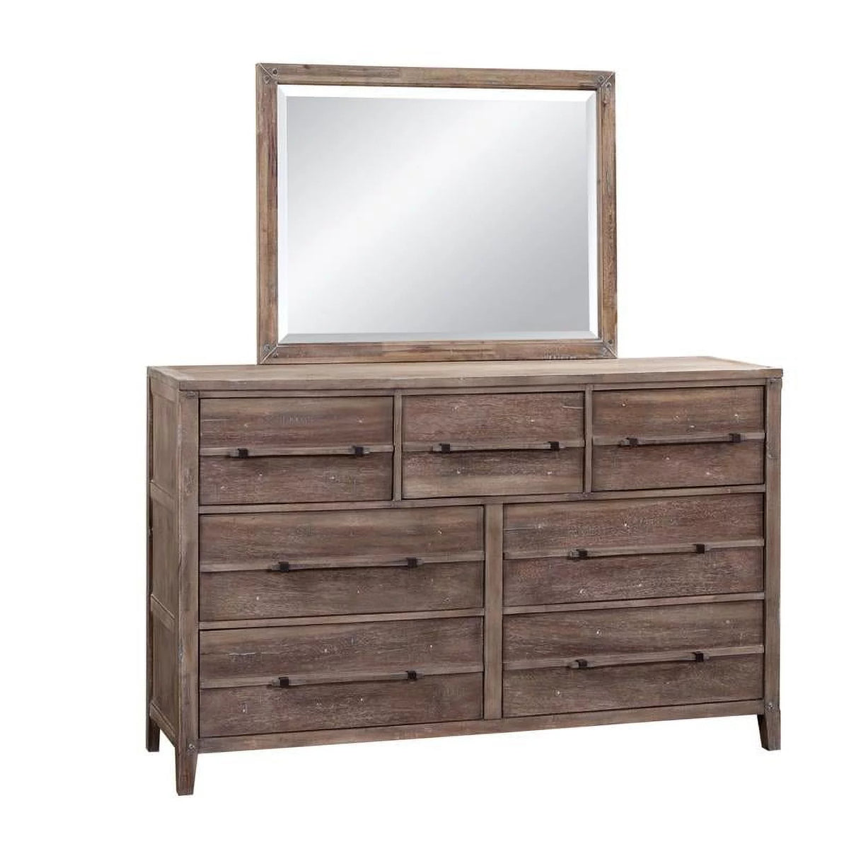 Weathered Gray Dresser and Mirror F636