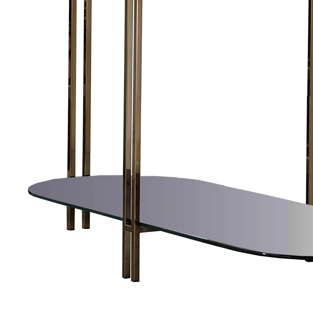 Sofa Table with Glass Top and Glass Shelf L965
