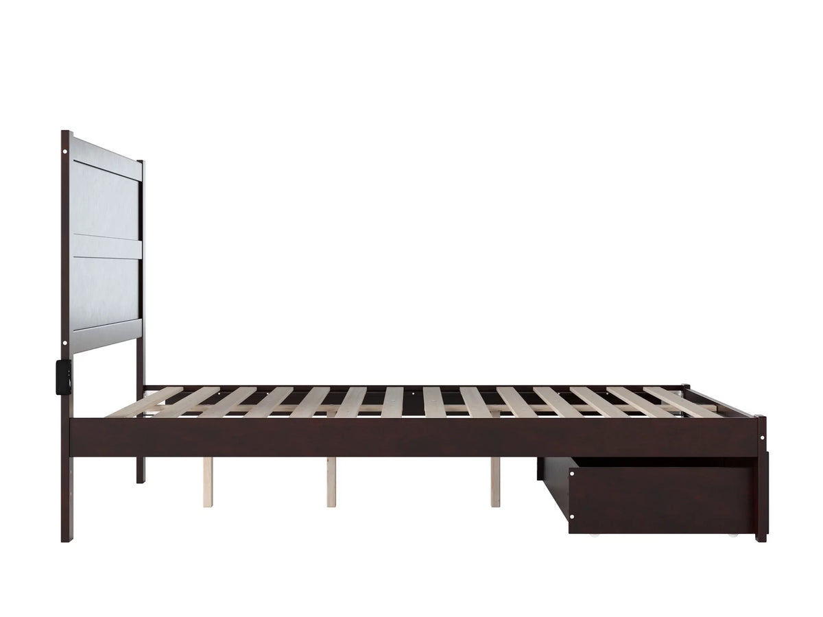 14" Queen Wood Platform Bed Frame with Foot Drawer Storage F43935