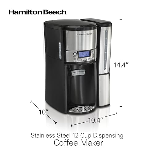 12 Cup Programmable Dispensing Coffee Maker with 60 oz Removable Reservoir, Black & Stainless Steel M400129