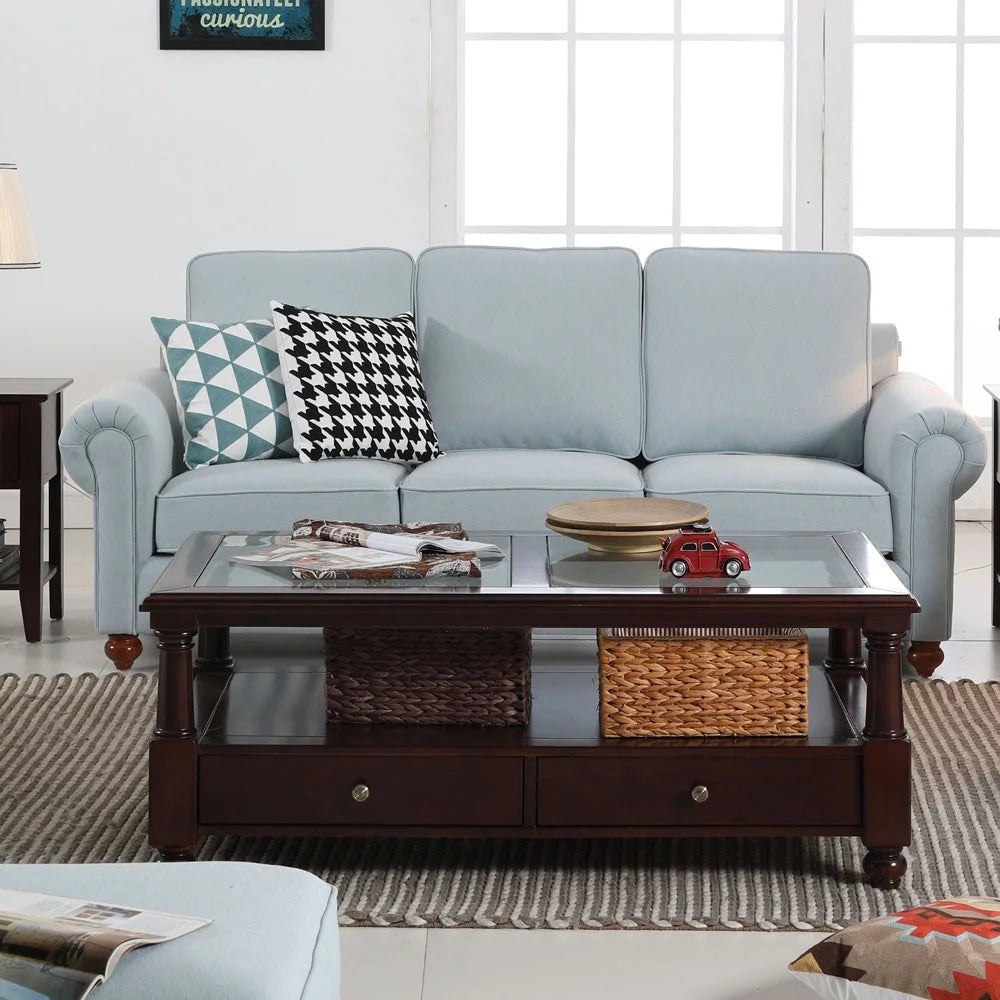 Linen Fabric Sectional Sofa Set, 3 Seater Loveseat T79257