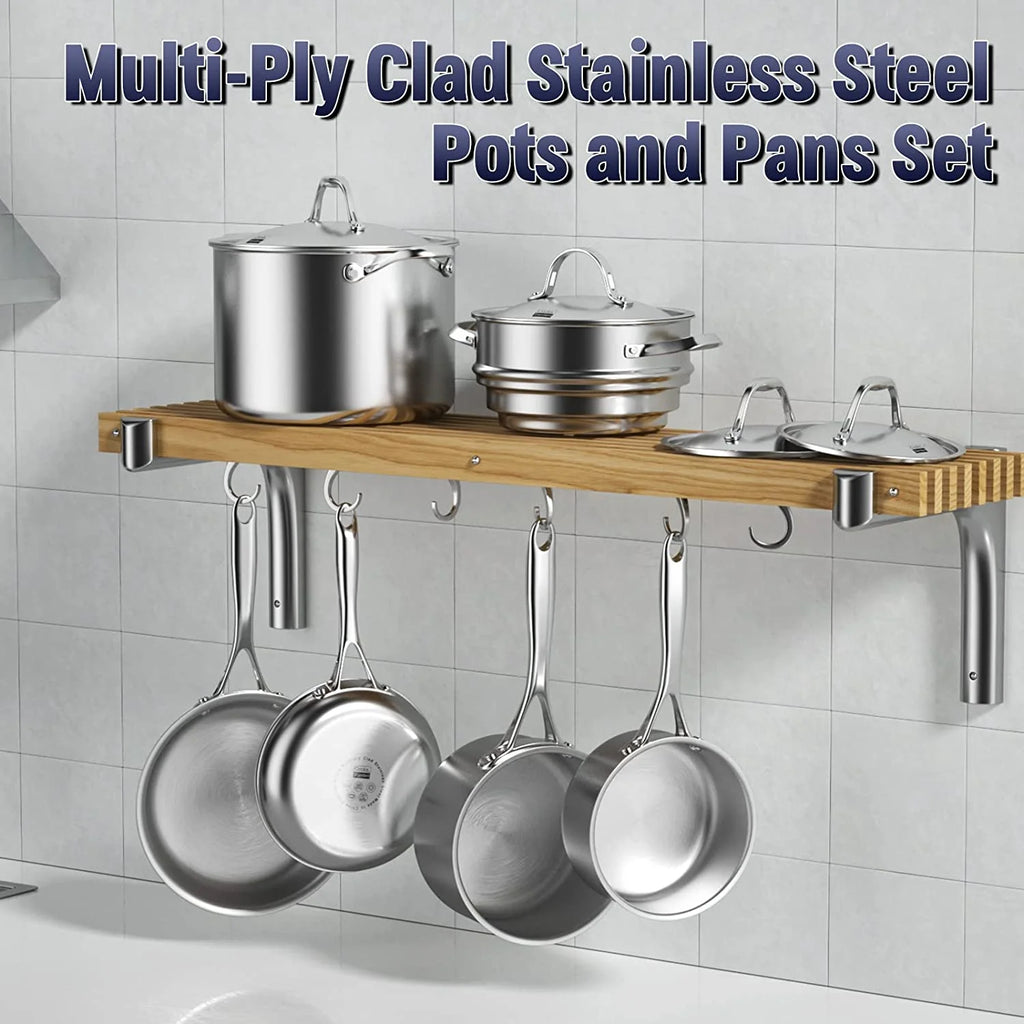 10-Piece Stainless Steel Cookware Set with Fry Pan L155109